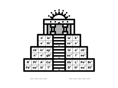 Mayan Puzzle ancient aztec culture forest gods history ill illustration jungle latin mayan puzzle pyramid rise sacrifice sol stone structure sun vector