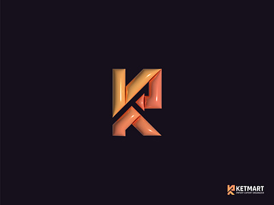 KetMart Import Logo | Minimal K 3D Logo Design. 3d 3d k letter 3d logo branding ecommerce logo lettermark logo logo designer logo mark logos minimalist monogram typography