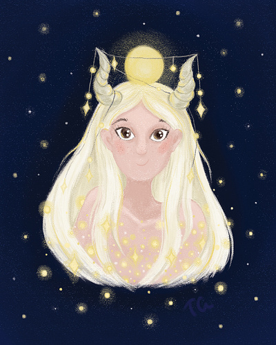 Girl girl illustration magic night