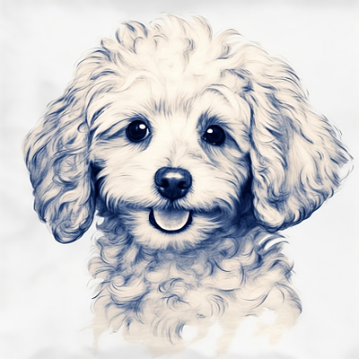 A Portrait of a Cute White Toy Poodle whimsical