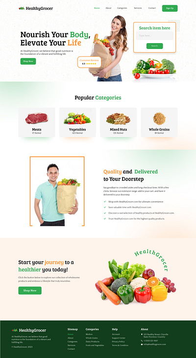 HealthyGrocer - Online Grocery Website landing page ui ui design web design website