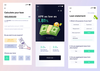 Loan management app app design ui ux