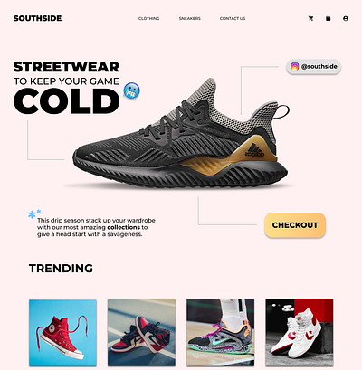 SOUTHSIDE Landing Page (Streetwear Brand) adidas app branding coverse design graphic graphic design illustration landing page nike sneaker ui ui design ux web page website website design