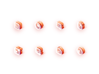 Bank APP Isometric Icon 2.5d frosted glass gradual color， graphic design icon illustration isometric logo orange transparent ui