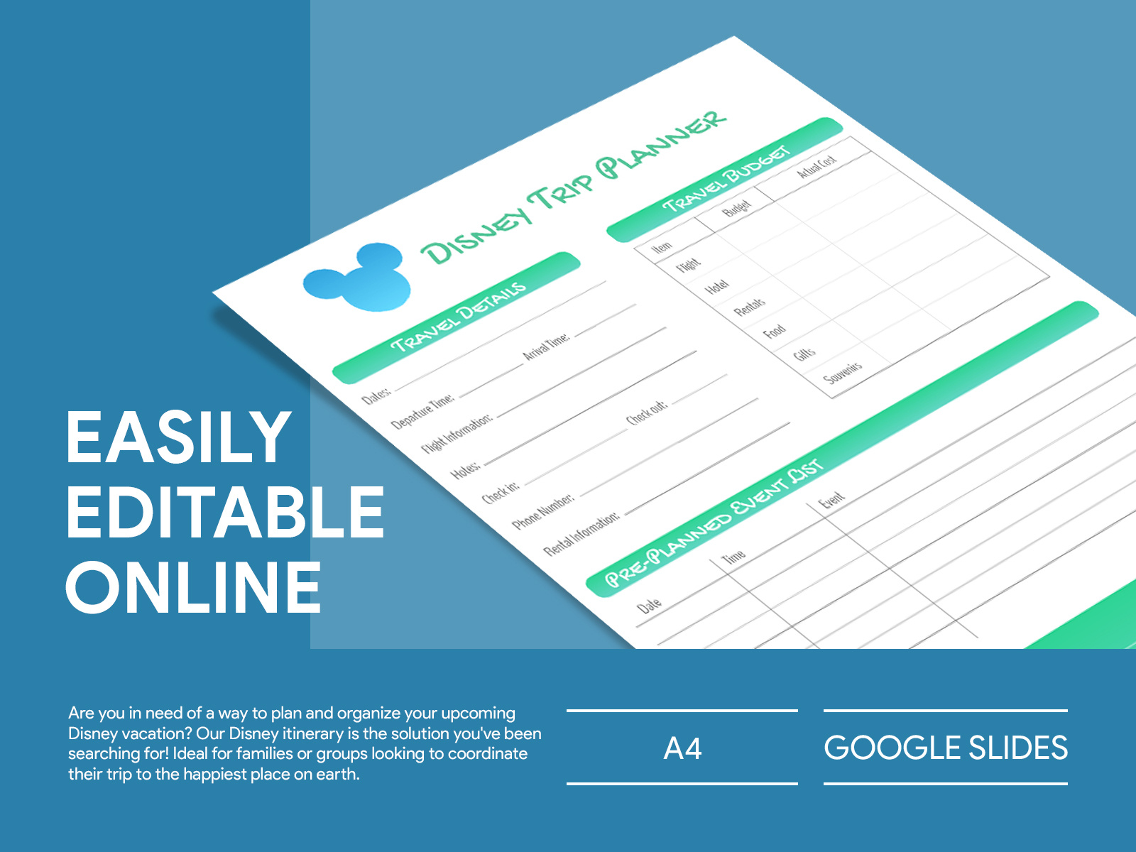 Disney Itinerary Free Google Docs Template by Gdoc on Dribbble
