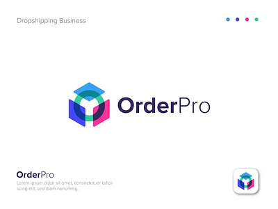 Dropshipping Business logo, OderPro logo design app brand branding color dropshipping e commerce elegant graphic design icon illustration lettering logo online retail online store paid advertising product sourcing rebranding shipping