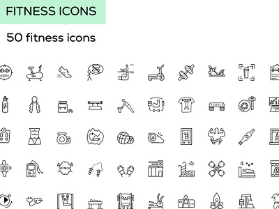 FITNESS ICONS gym health icon illustration