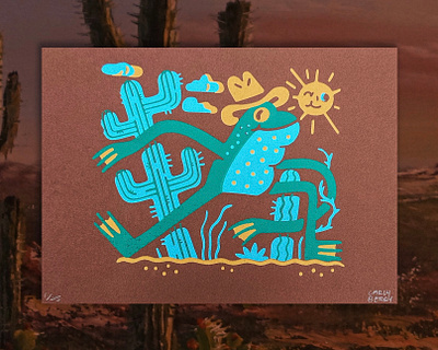 Rootin’ Tootin’ Bufo amphibian bufo character design cowboy desert frog illustration screenprint silkscreen toad