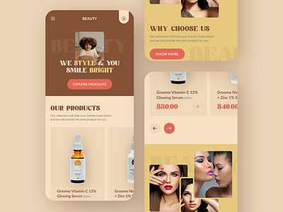 Beauty Website Design (Mobile Version) beautifull beauty beauty clinic beauty product beauty salon beauty website cosmetics design ecommerce feminine landing page makeup online shop skin care skincare uidesign uiux web design website websitedesign