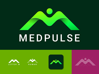 MEDPULSE-Logo (Unused) branding graphic design helth illustration letter m logo logo design m logo m man logo medical logo medpulse modern logo