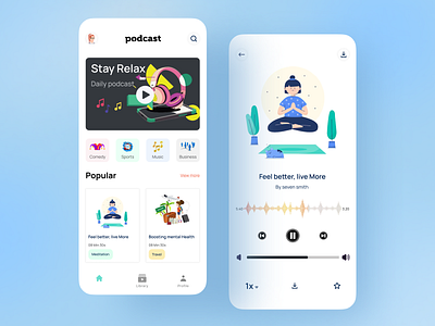 Podcast app app app design application audio discover home mobile mobile app music playlist podcast podcast ui radio record trending