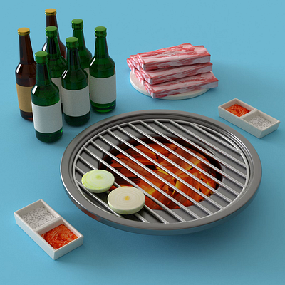 📝 My To-Eat-List: Korean BBQ 3d animation branding c4d cinema4d design graphic design illustration ui