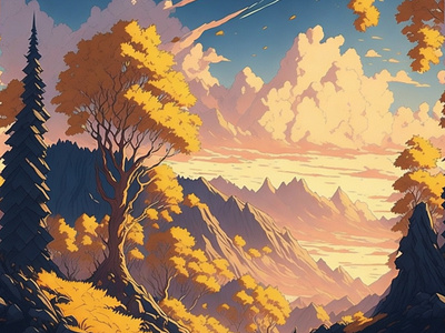 Dreamy Anime Landscape: Golden Sunset and Falling Leaves animation art book book cover branding character cover design graphic design illustration illustration design illustrator landscape landscape design logo minimal typography ui ux vector