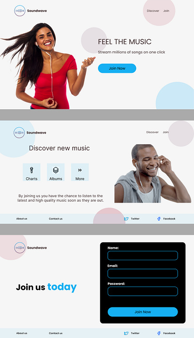 Soundwave Website Interface animation branding design figma mobiledesign ui uiuixdesigner uiuxdesign ux webdesign