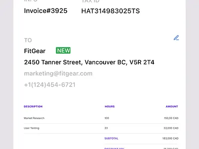 Daily UI Challenge - Day 46: Invoice 100days 100daysofdesign bill challenge dailydesign day45 design designer designthinking figma graphic design illustration invoice payment receipt sale transaction ui uiuxdesign ux