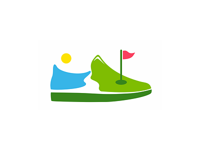 Logo concept for the manufacture of golf shoes. golf logo shoes