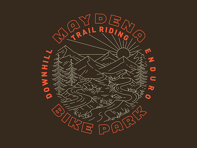 Maydena Bike Park Trail Riding apparel bike brand branding design graphic design illustration line monoline mountain outdoor trail tree typography vintage