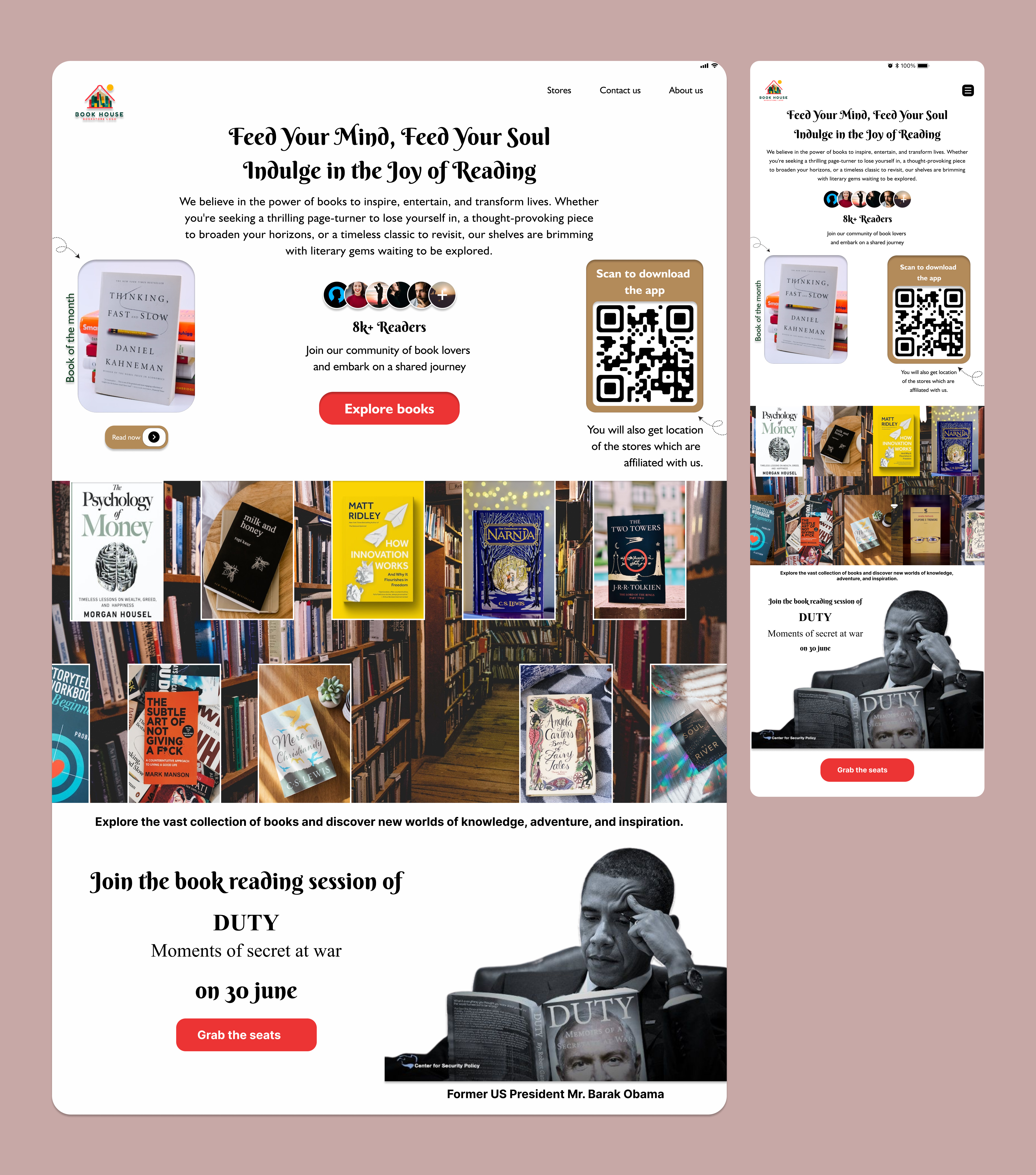 BOOK HOUSE - Online Book store Website and Mobile UI Design branding design graphic design typography ui