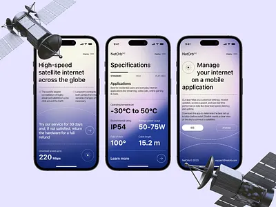 🛰 Satellite Internet Provider Website 3d connection design concept gradient internet ios mobile satellites space starlink technology ui web design website