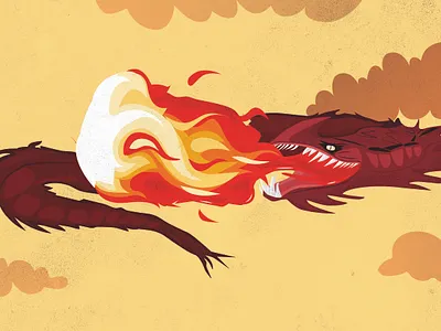 Dragon | Flat Vector Illustration | Dragon in The Castle | Post design graphic design illustration