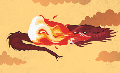 Dragon | Flat Vector Illustration | Dragon in The Castle | Post design graphic design illustration