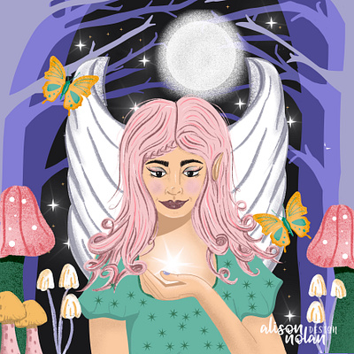 Fairy Magical Forest character illustration design drawing challenge fairy funwithfaces hand drawn illustration magic portrait portrait illustration procreate