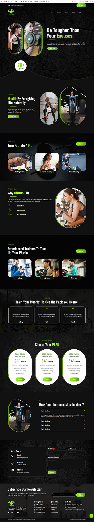 GAIN POWER - Gym & Fitness Elementor Template Kit athlete bodybuilding branding business design design idea fitness fitness center graphic design gym martial arts personal trainer trainer ui ux website workout