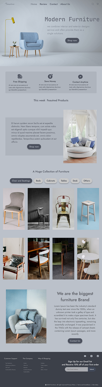 E-commerce website for Furnitures app branding design typography ui ux