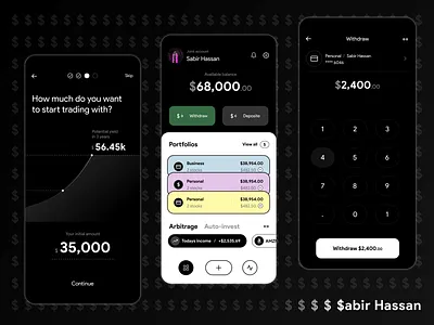Stock Trading App app design ui ux