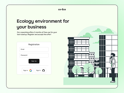 Daily UI #1 coworking eco sign in sign up ui vector