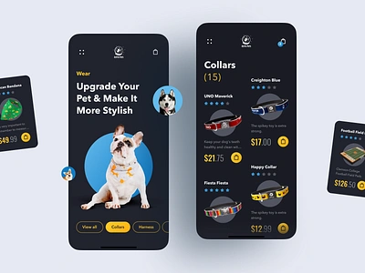 Pet Shop Mobile App app collars design e commerce interface ios mobile online pet shop store ui ux