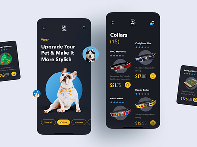 Pet Shop Mobile App app collars design e commerce interface ios mobile online pet shop store ui ux