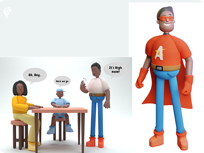 3D Model - Ampman, the family hero 3d 3d character illustration