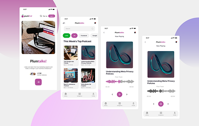 Plumtalks — A Podcast App app branding design figma podcast ui