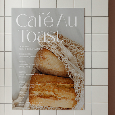 CAFÉ AU TOAST POSTER MENU branding design graphic design illustration poster typography