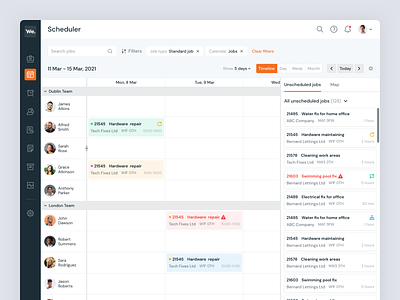 Scheduler app assign avatar desktop filters job layout saas scheduler ui ux