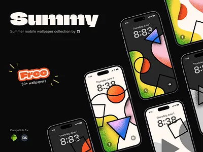 Summy - FREE wallpaper android animation beach design freebie freebies graphic design gumroad illustration illustrator instagram iphone joy mobile motion graphics phone procreate summer texture wallpaper