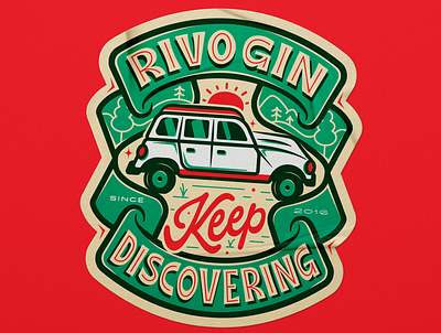 RIVO GIN Rivetta car gin illustration lettering rivetta typo typography vector vintage
