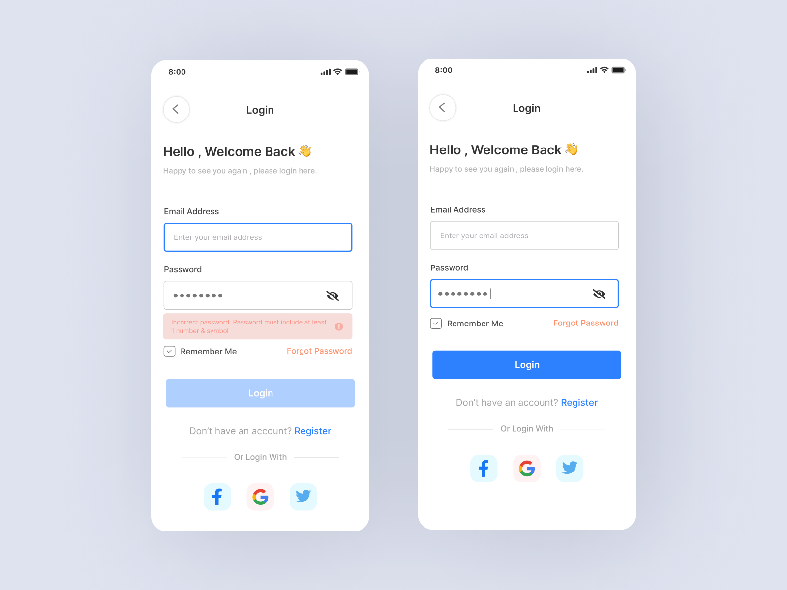 Login and Sign Up Interface Mobile App by Gidion Bagas Prananta 🤟 on ...