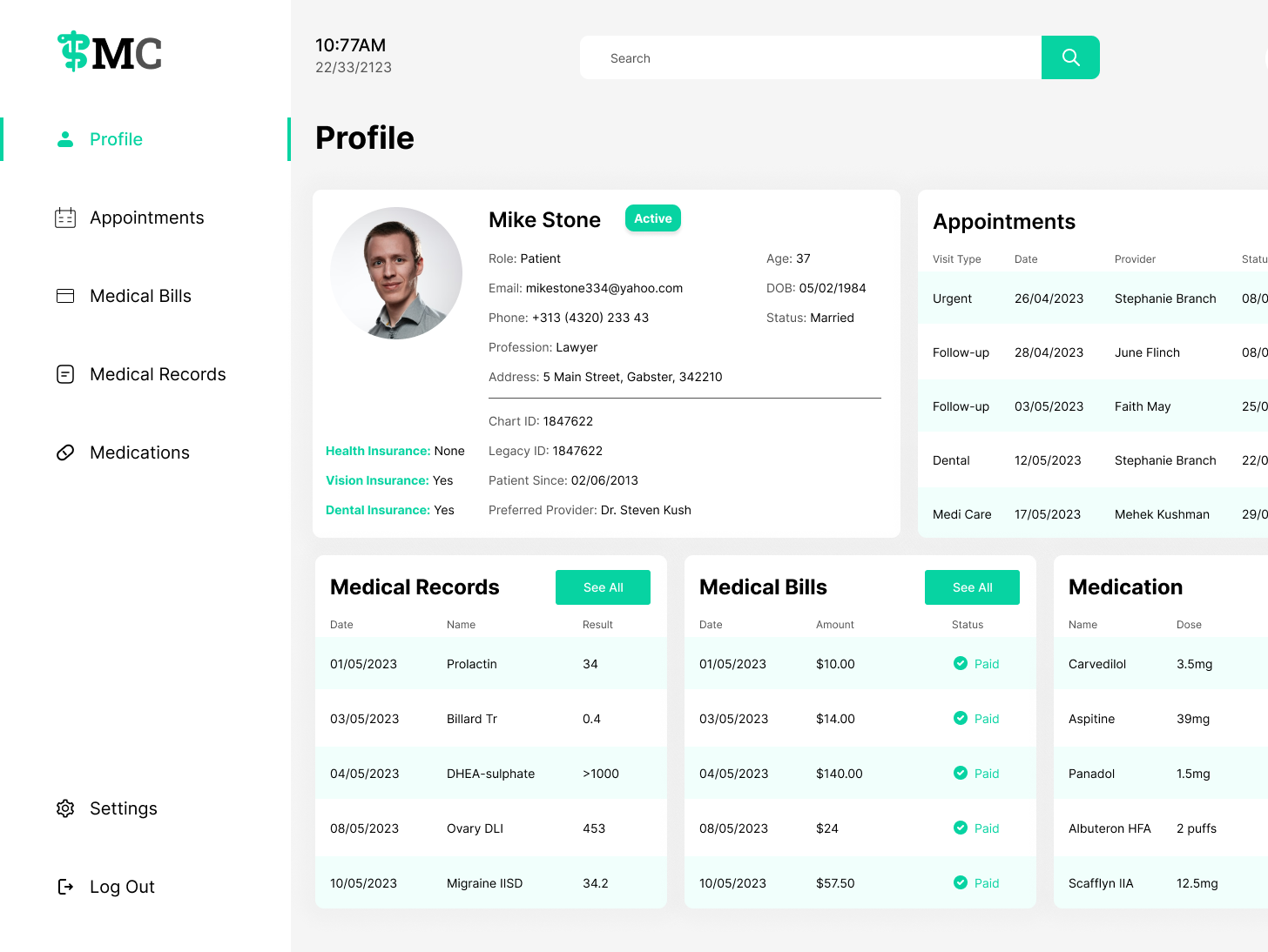 Electronic Medical Record by Favour Ugbechie on Dribbble