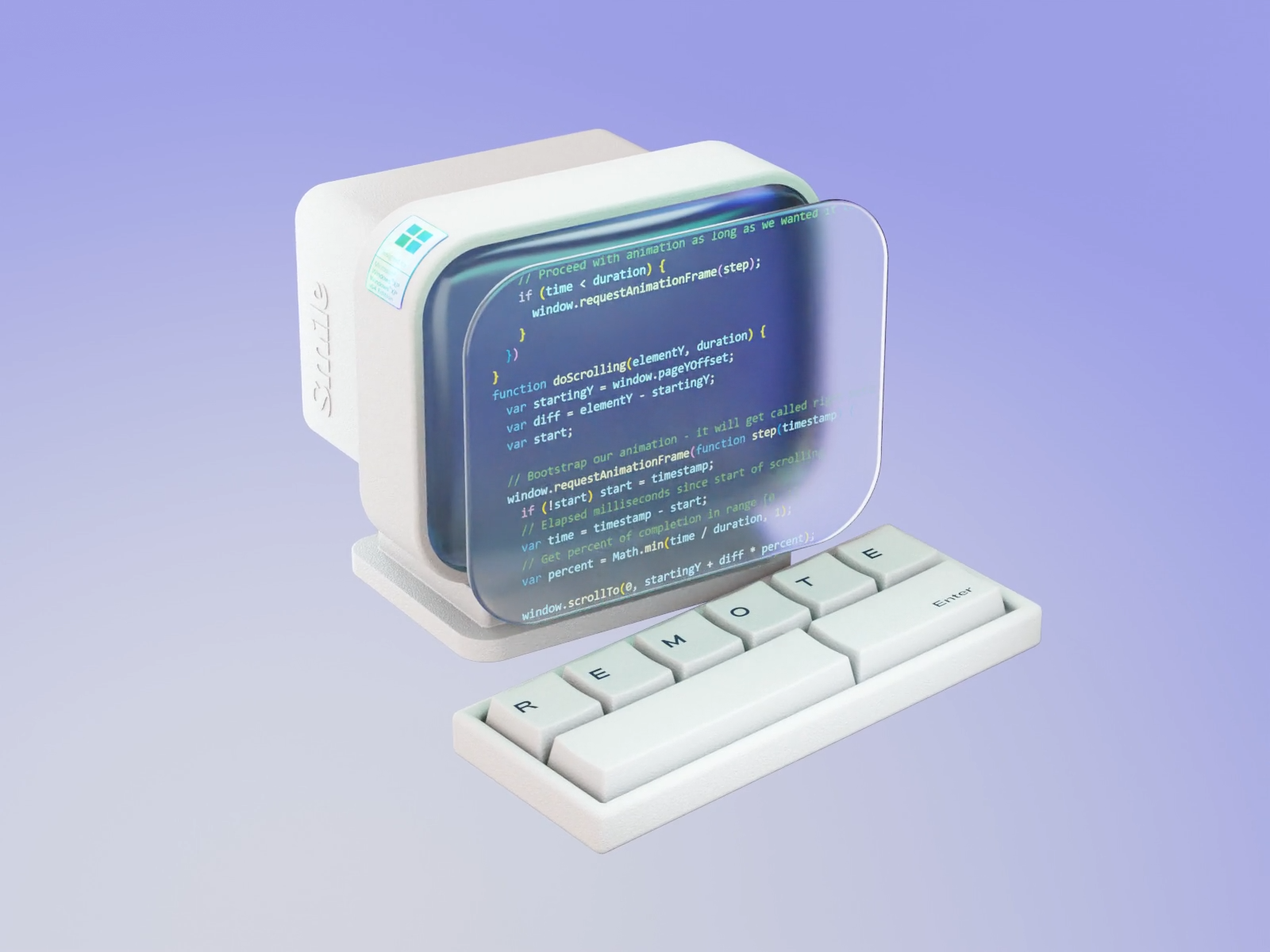 Coding Remotely 3d animation coding computer developer engineer frontend hr illustration javascript js keyboard monitor motion graphics pc programmer remote screen windows work