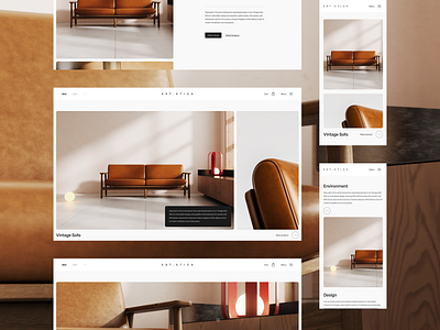 Vintage Sofa - Product UI Exploration art direction chair clean exploration furniture furniture design interior design layout minimal mobile design responsive design sofa ui user interface ux web