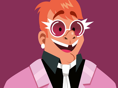 Elton John character eltonjohn funny illustration singer vector