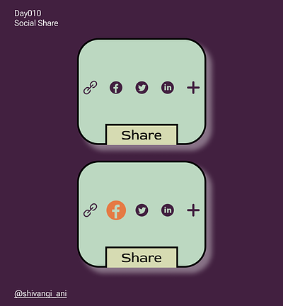 Day010: Social Share dailychallenge dailyui design designer dribbble figma share social share ui