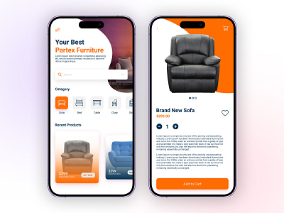 Furniture Mobile App application design graphic design product design ui ux