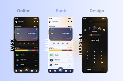 Digital Wallet Interface app bank credit card dark light design finance graphic design mobile tranfer ui ux