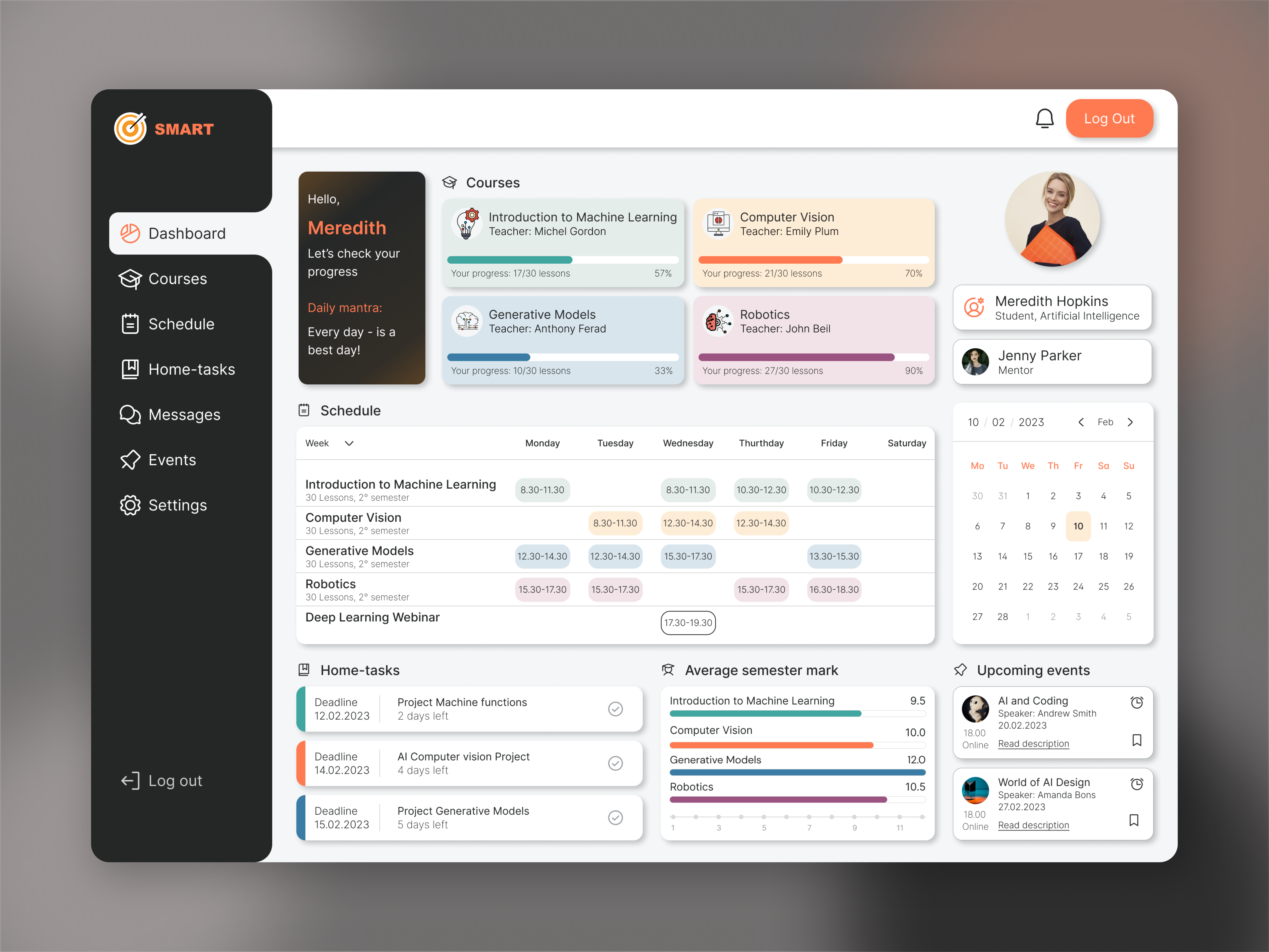 Dashboard for a student adobe illustrator dashboard figma ui dashboard