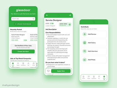 Glassdoor Mobile App redesign app appredesign appui creativedesign design designcommunity designinspiration digitaldesign dribbbledesign figma glassdooor mobileapp mobiledesign ui uiinspiration uiux userexperience userinterface uxdesign visualdesign