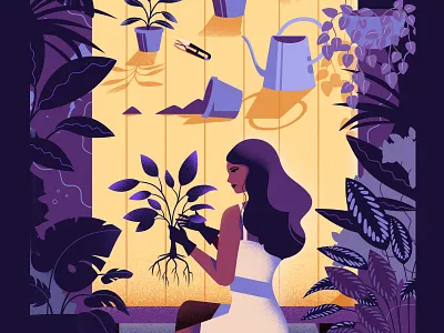 Planting botanical character explainer video flowers garden girl green illustration leaf leaves nature planting plants vector woman