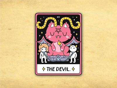 Cat taro art cartoon cat character cute demon devil doodle esoteric illustration kawaii kittie magic poster print satan t shirt taro tarot the devil